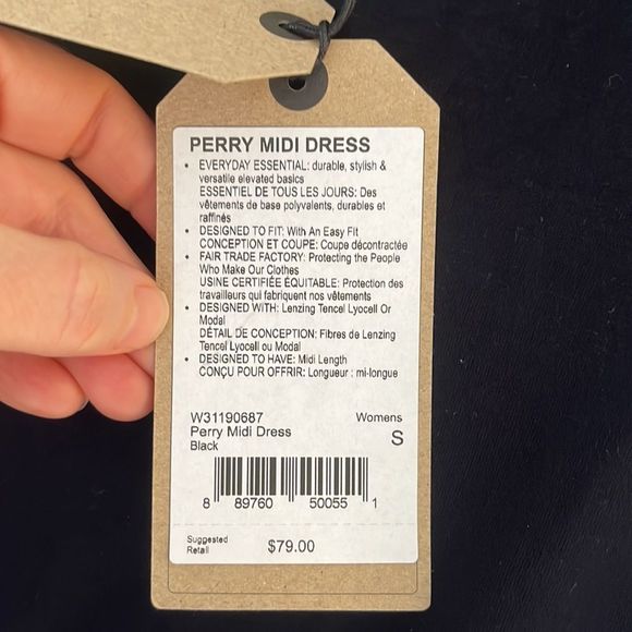 NWTs Prana Midi Dress with pockets - Black Size Small - Picture 8 of 10